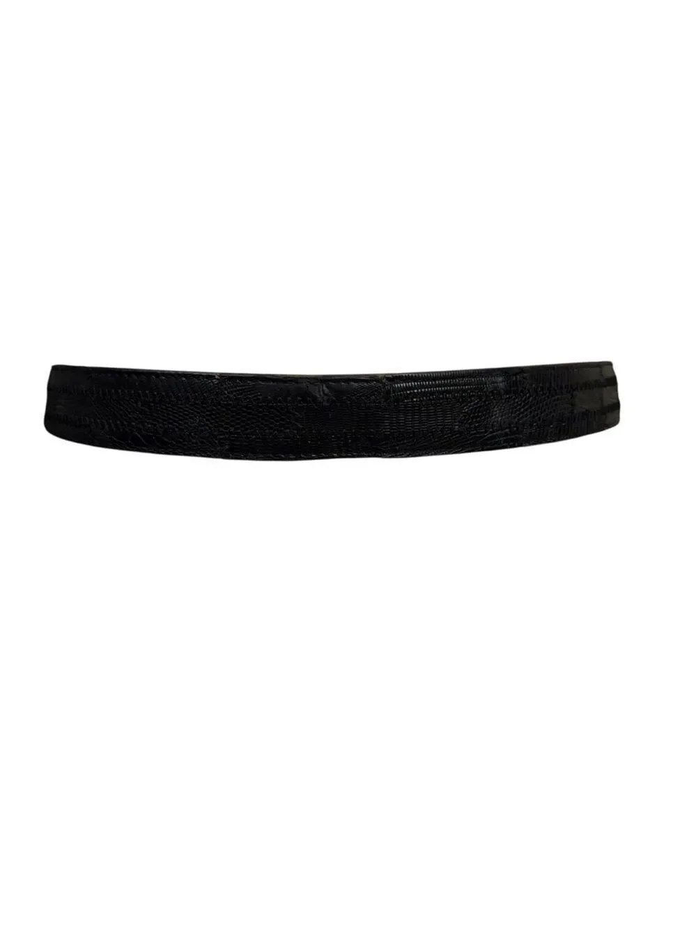 Vintage Rohms Lizard Leather Belt Black Made in USA Size 40 No Buckle